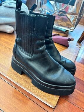 Vintage Black Platform Combat Moto Boots